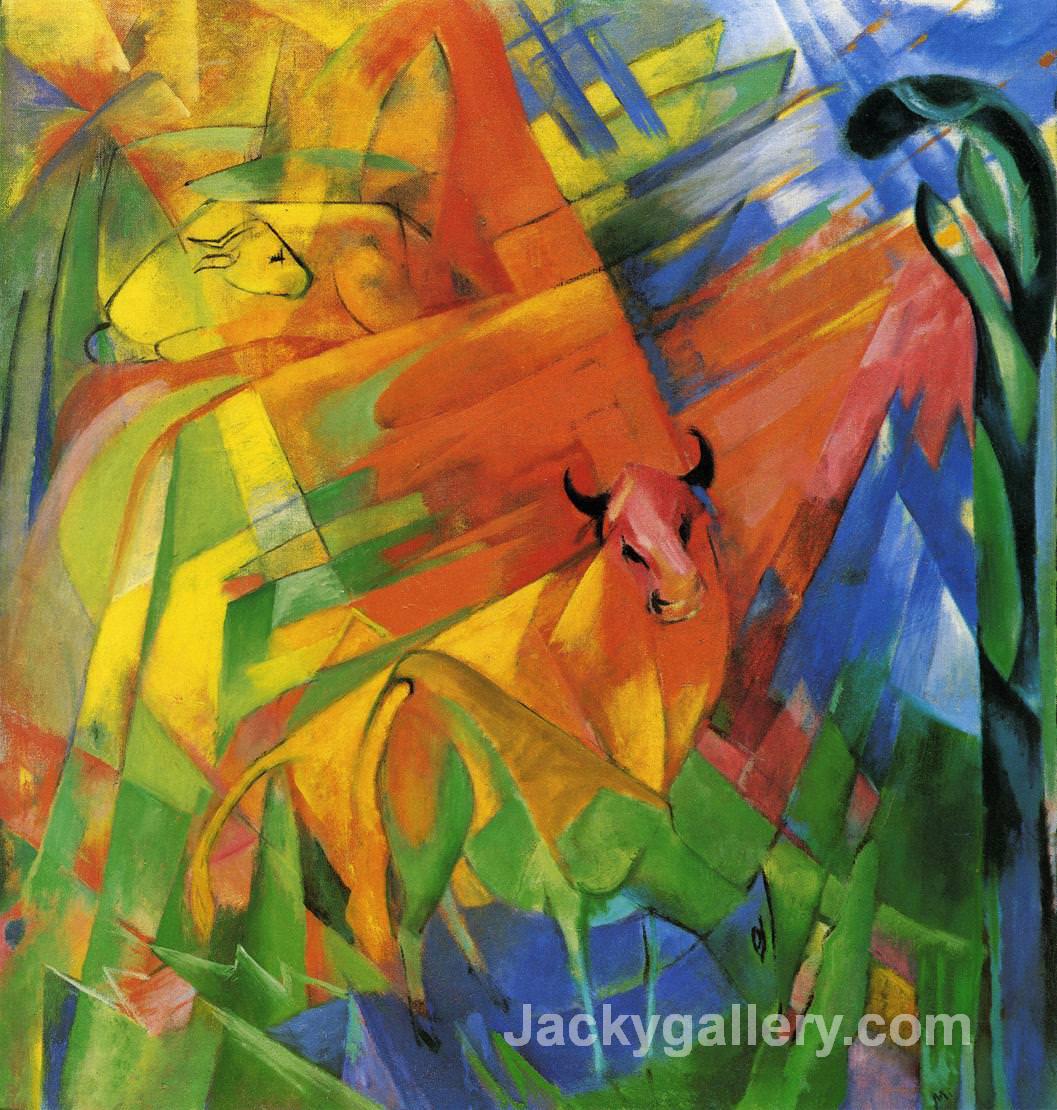 Animals in Landscape by Franz Marc paintings reproduction